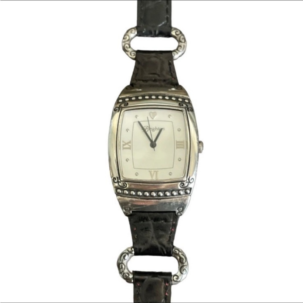 Brighton Watch Galveston Reversible Stap Black or Red Leather Needs New Battery